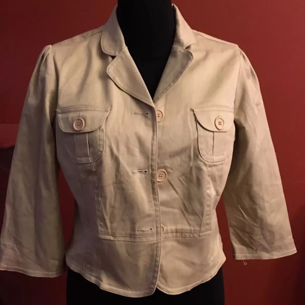 Cato Khaki Jacket SZ L 3/4 Sleeve Casual